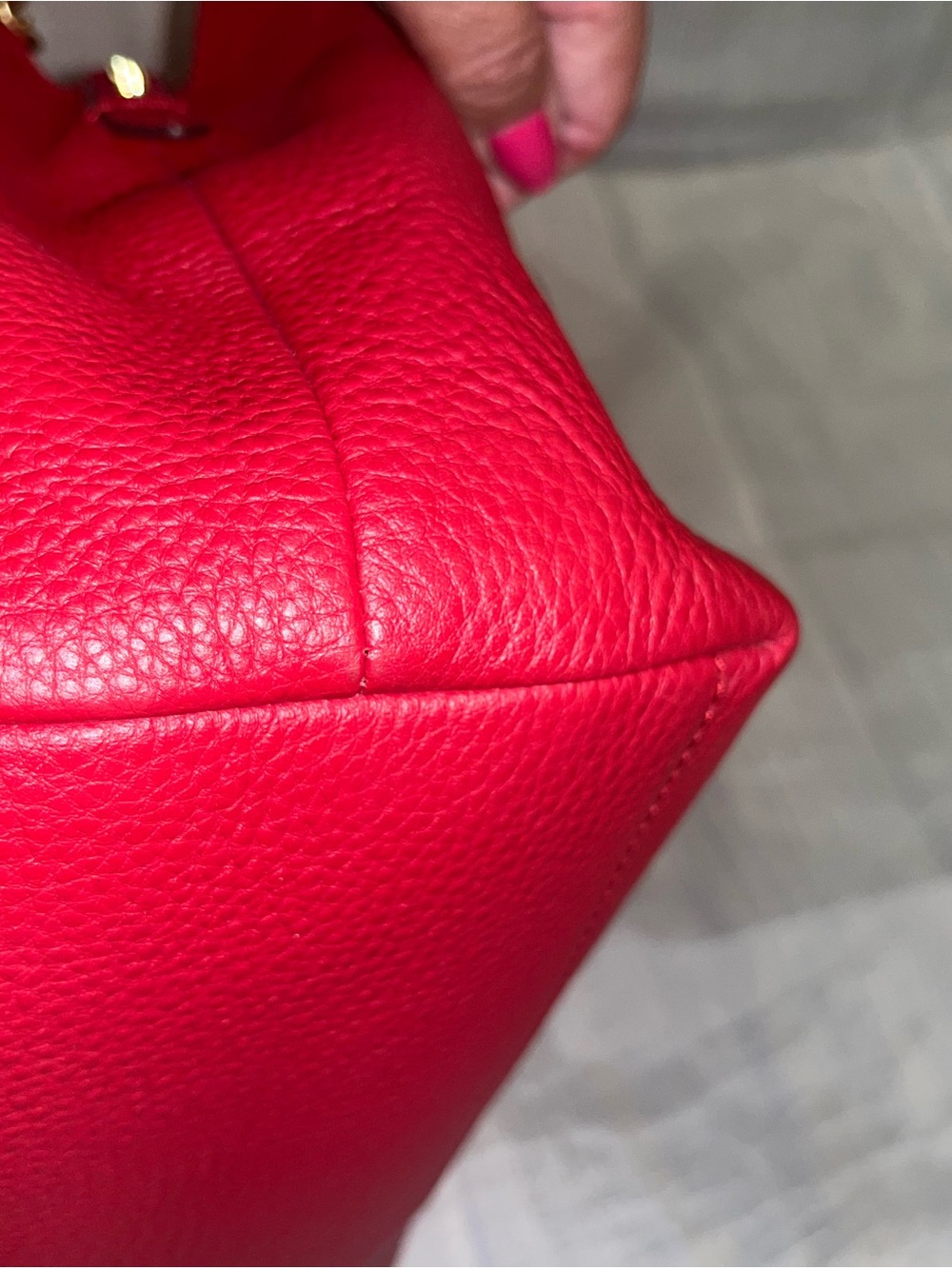 Tory Burch Deep Red Pebbled Leather Chain-Handle Shoulder Bag - Picture 3 of 10